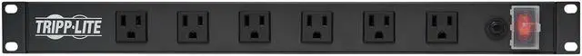Alt view image 5 of 7 - 12-Outlet Rack Mount Power Strip PDU, Six Front & Six Rear Facing Outlets, 15A, 120V, 15ft Cord with Right-Angle Plug, Horizontal 1U Rack Mount, Black