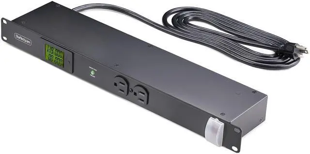 Main image of 8-Outlet Horizontal Rack Mount Metered PDU, 1U Server Power Strip w/Surge Protector, 8ft (2.4m) Power Cable, TAA