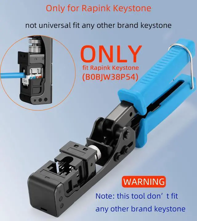 Alt view image 2 of 6 - Speed Keystone Jack Tool for 90 Degree RJ45 Keystone, Ethernet Keystone Punch Down Tool for Time-saver and Effort-saver, Cat 6 Punch Down Tool Finger-hurt-free (Only for Rapink Keystone)