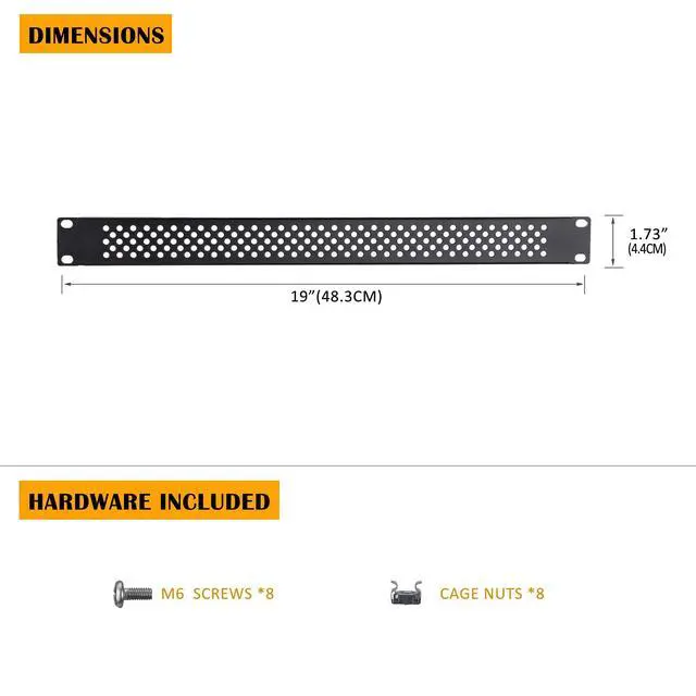 Alt view image 2 of 4 - 1U Vented Blank Panels for Rack & Cabinets Front Cover Panel 19-Inch Server & Network Rack Mount 2 PCS Black