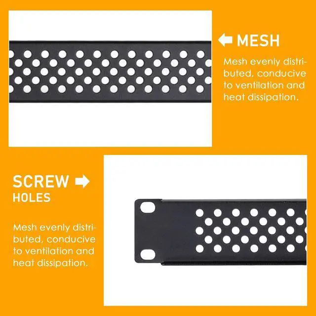 Alt view image 3 of 4 - 1U Vented Blank Panels for Rack & Cabinets Front Cover Panel 19-Inch Server & Network Rack Mount 2 PCS Black