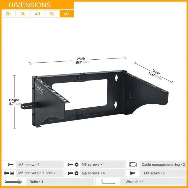 Alt view image 6 of 7 - 6U Wall Mount Rack for Network Reinforced Heavy Load 66LBS Small Server Racks Vertical & Horizontal Mounting for 19 inches IT & Studio Equipment.