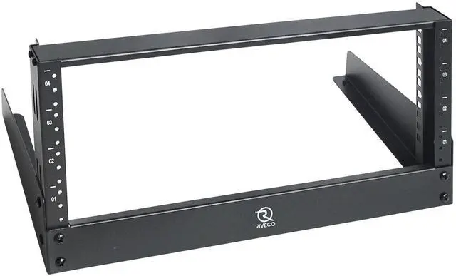 Main image of 4u Tabletop Rack for Audio & Network, Desktop Rack Shelf Open Frame Sound Recording Shelf, Tappered Holes Black 2 Post