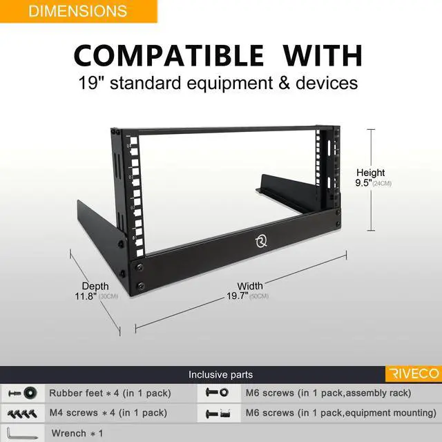 Alt view image 3 of 6 - 4U Network Rack Desktop 19 Inch 2 Post Open Frame Shelf with Reinforced Beam, Free Standing Tabletop Racks for IT Server Sound AV Equipment