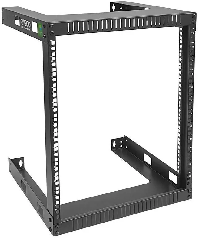 Main image of 12U 19" Wall Mount Server Rack 17.7" Deep 2 Post Open Frame Cabinet Easy Assembly Firm Constructed Shelf for Internet/Network/AV/Data Home Equipment/Patch Panel Heavy Duty Light Weight Black