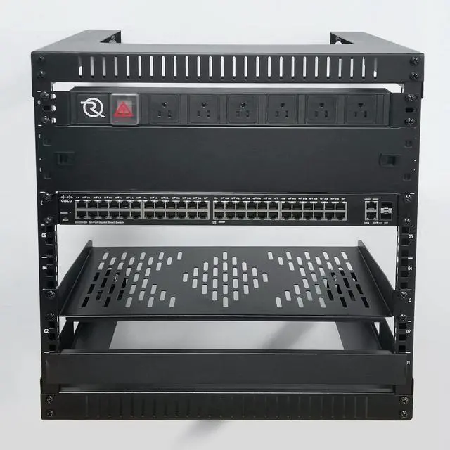 Alt view image 6 of 7 - 12U 19" Wall Mount Server Rack 17.7" Deep 2 Post Open Frame Cabinet Easy Assembly Firm Constructed Shelf for Internet/Network/AV/Data Home Equipment/Patch Panel Heavy Duty Light Weight Black