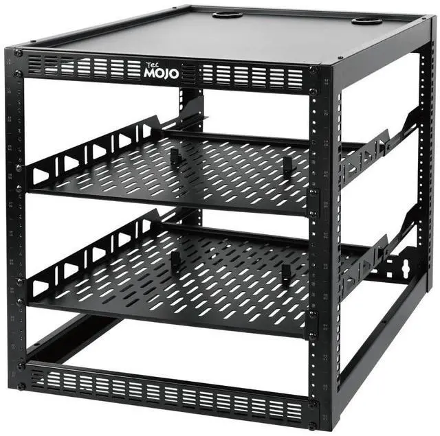Main image of 12U Open Frame Network Rack for IT & AV Gear, AV Rack Floor Standing or Wall Mounted,with 2 PCS 1U Rack Shelves & Mounting Hardware,Network Rack for 19" Networking,Audio and Video Device