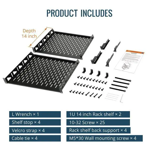 Alt view image 6 of 6 - 12U Open Frame Network Rack for IT & AV Gear, AV Rack Floor Standing or Wall Mounted,with 2 PCS 1U Rack Shelves & Mounting Hardware,Network Rack for 19" Networking,Audio and Video Device
