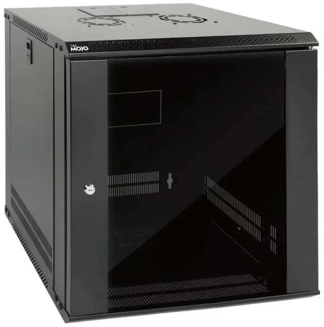 Main image of 12U Wall Mount Server Cabinet IT Network Rack Enclosure Lockable Door and Side Panels Black,Cooling Fan,Glass Door,17.7inch Depth,for 19 IT Equipment,A/V Devices