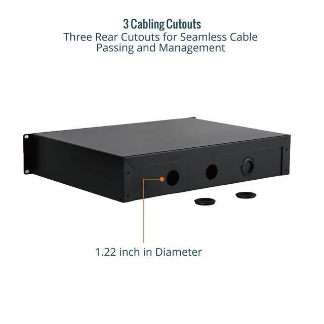 Alt view image 5 of 7 - 2U Rack Drawer,Rack Mount Drawer for 19in Network Equipment/Server/AV Rack or Cabinet Enclosure,Sliding and Lockable Server Rack Drawer - Load-Bearing 44lb (20kg),with Cable Management Holes