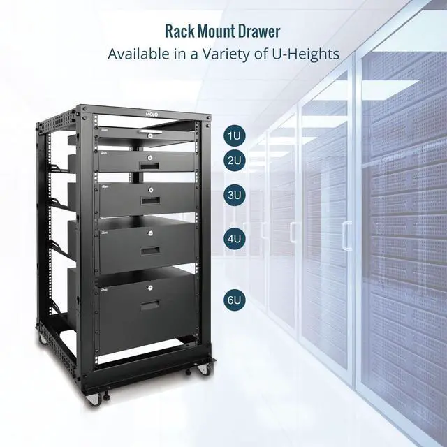 Alt view image 6 of 7 - 2U Rack Drawer,Rack Mount Drawer for 19in Network Equipment/Server/AV Rack or Cabinet Enclosure,Sliding and Lockable Server Rack Drawer - Load-Bearing 44lb (20kg),with Cable Management Holes