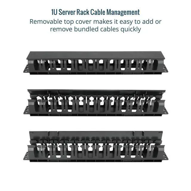 Alt view image 5 of 7 - 2 Pack 1U Server Rack Horizontal Cable Management with Cover,2.6 Depth Plastic Cable Manager,Rack Mount 12 Slots Wire Duct Organizer,for 19 inch AV/IT/Data/Audio and Network Cabinet
