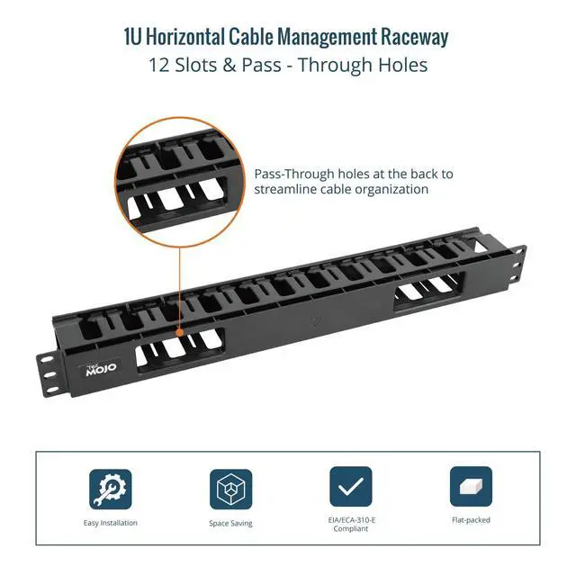 Alt view image 6 of 7 - 2 Pack 1U Server Rack Horizontal Cable Management with Cover,2.6 Depth Plastic Cable Manager,Rack Mount 12 Slots Wire Duct Organizer,for 19 inch AV/IT/Data/Audio and Network Cabinet