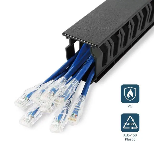 Alt view image 3 of 7 - 2 Pack 1U Server Rack Horizontal Cable Management with Cover,2.6 Depth Plastic Cable Manager,Rack Mount 12 Slots Wire Duct Organizer,for 19 inch AV/IT/Data/Audio and Network Cabinet