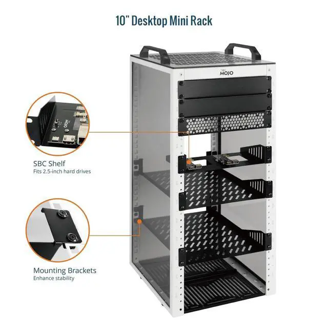Alt view image 4 of 6 - 12U Network Rack, 10 inch Mini Server Rack with 2 Side Translucent Panels & 2 Top Handles, 10.23 inch Deep, for 10 inch IT Equipment & A/V Devices, White