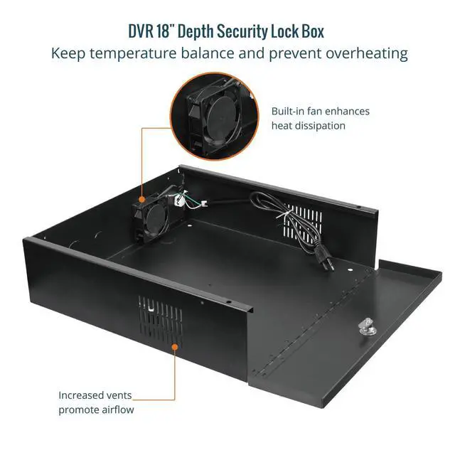 Alt view image 3 of 5 - DVR Lock Box with Fan, Heavy Duty Electronics Security Box for NVR, POE Switch, Document, Metal Security Storage in Stores, Office, Home(18×18×5in)