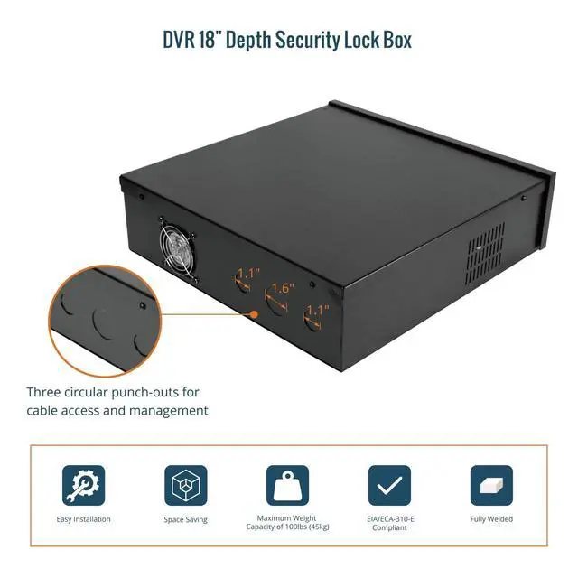 Alt view image 5 of 5 - DVR Lock Box with Fan, Heavy Duty Electronics Security Box for NVR, POE Switch, Document, Metal Security Storage in Stores, Office, Home(18×18×5in)