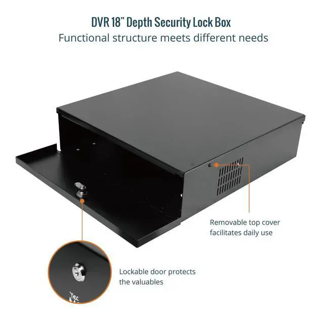 Alt view image 4 of 5 - DVR Lock Box with Fan, Heavy Duty Electronics Security Box for NVR, POE Switch, Document, Metal Security Storage in Stores, Office, Home(18×18×5in)