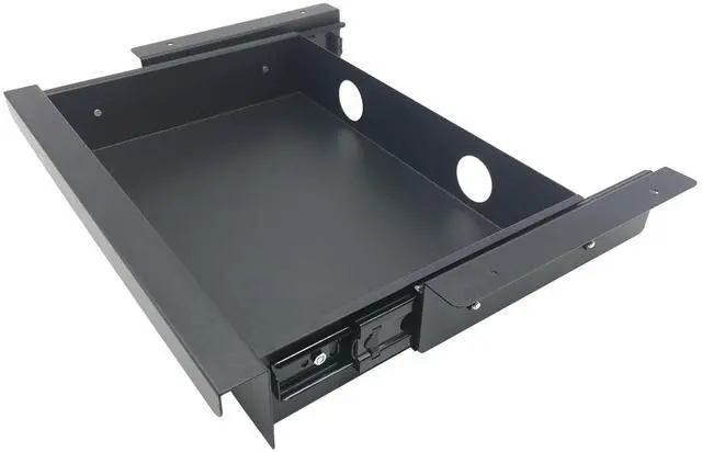 Main image of Under Desk Mounted Sliding Pull-out Drawer, W 15.3" x D 8.8" Storage Organizer for Sit Stand Workstation, Metal, Black (Medium)