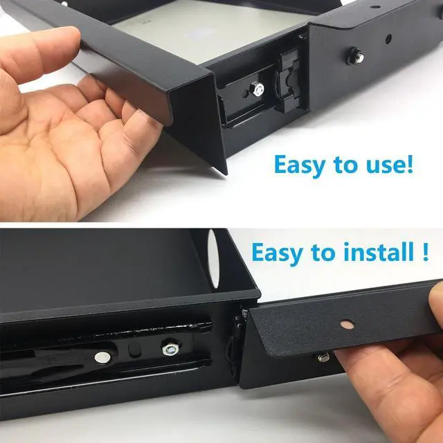 Alt view image 3 of 7 - Under Desk Mounted Sliding Pull-out Drawer, W 15.3" x D 8.8" Storage Organizer for Sit Stand Workstation, Metal, Black (Medium)