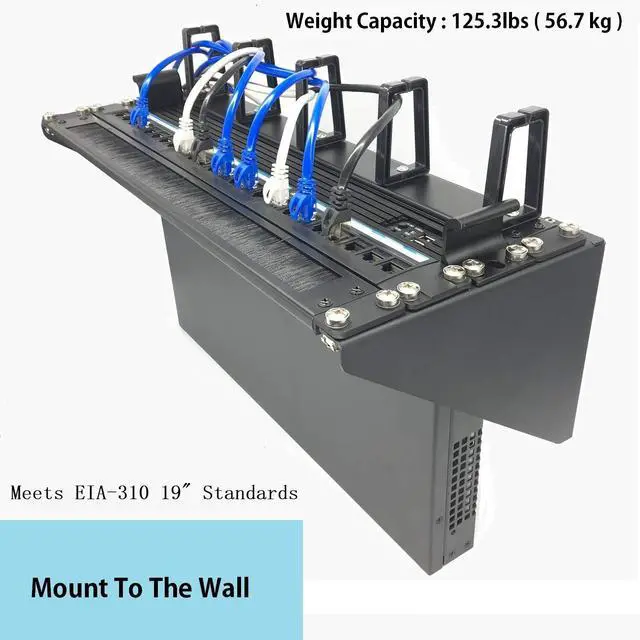 Alt view image 2 of 7 - 4U19 Inch Vertical Wall Mount Patch Panel Bracket and Heavy Duty 125 lbs Capacity Wall Mountable Server Rack (4U150)