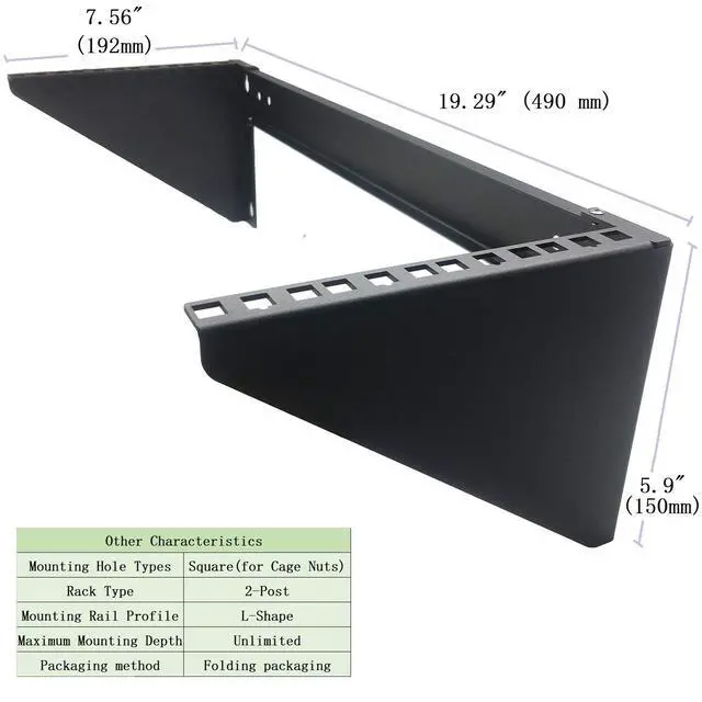 Alt view image 6 of 7 - 4U19 Inch Vertical Wall Mount Patch Panel Bracket and Heavy Duty 125 lbs Capacity Wall Mountable Server Rack (4U150)