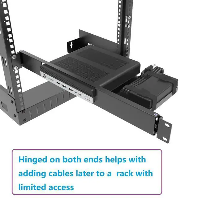 Alt view image 3 of 6 - Mini Rack Mount for HP ProDesk Mini PC, HP EliteDesk Mini Business Desktop -1U Hinged Server Rack Shelf for 19-inch Cabinet or Rack