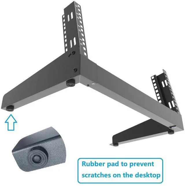 Alt view image 5 of 5 - 4U Desktop Network Rack 19 inches Small Open Frame Rack 2 Post Free-Standing Tabletop Rack for Server, Patch Panel, Data, AV, IT,Studio or Networking Equipments (4U)