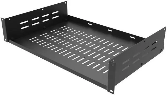 Main image of 2U 19-Inch Universal Vented Rack Mount Cantilever Server Rack Shelf-12 Inch Deep-Disassembled Black (2U12InD)