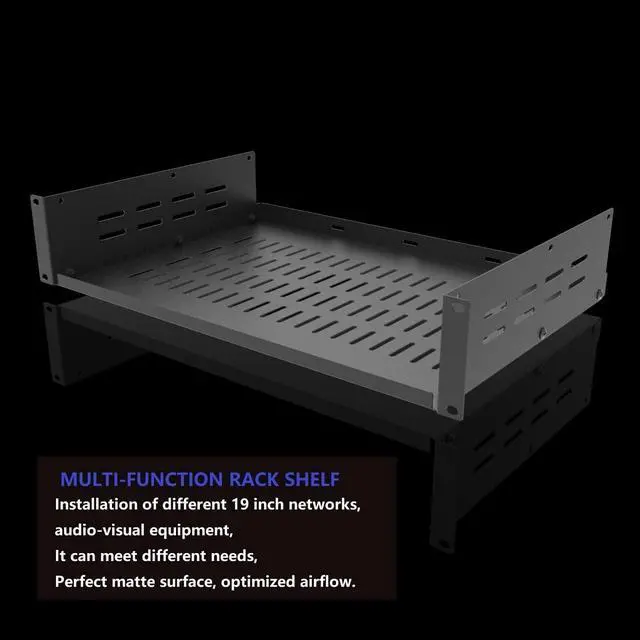 Alt view image 4 of 7 - 2U 19-Inch Universal Vented Rack Mount Cantilever Server Rack Shelf-12 Inch Deep-Disassembled Black (2U12InD)