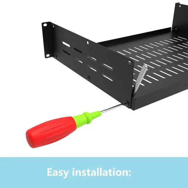 Alt view image 5 of 7 - 2U 19-Inch Universal Vented Rack Mount Cantilever Server Rack Shelf-12 Inch Deep-Disassembled Black (2U12InD)