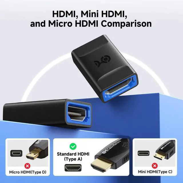 Alt view image 6 of 7 - 2-Pack 48Gbps HDMI 2.1 Coupler for 8K@60Hz / 4K@240Hz with HDR, 8K HDMI Extender, Female to Female Adapter, Black