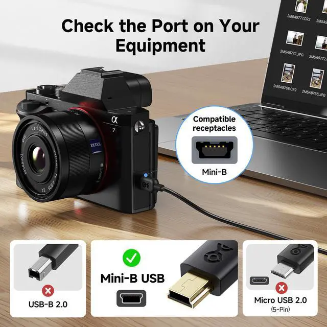 Alt view image 2 of 6 - Mini USB to USB A Cable - 6ft, Mini B 2.0 Cable Compatible with PS3 Controller, Garmin Nuvi, GoPro Hero 3+, Blue Yeti/Snowball iCE Mic, TI-84+ CE, and More, Black