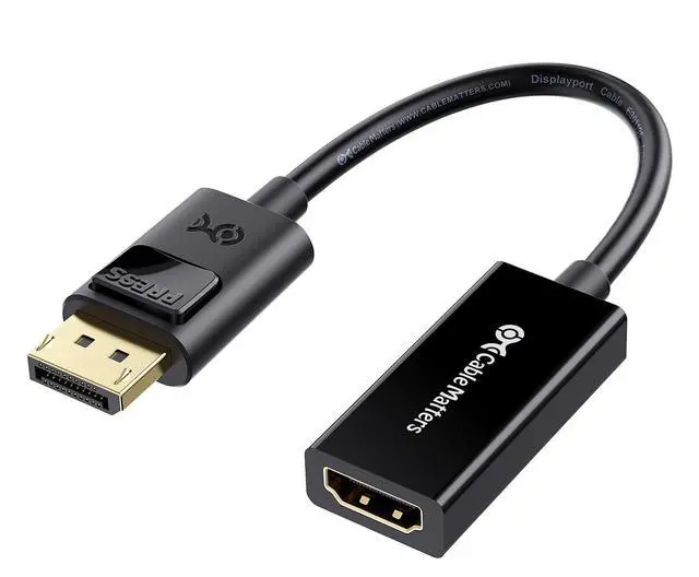 Main image of DisplayPort to HDMI Adapter, Unidirectional DP to HDMI Adapter, Full HD, 7.1 Audio, Gold-Plated Display Port Adapter to HDMI Monitor, Not Compatible with USB Ports