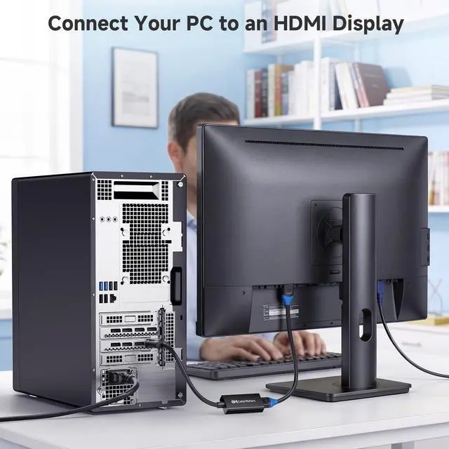 Alt view image 6 of 6 - DisplayPort to HDMI Adapter, Unidirectional DP to HDMI Adapter, Full HD, 7.1 Audio, Gold-Plated Display Port Adapter to HDMI Monitor, Not Compatible with USB Ports