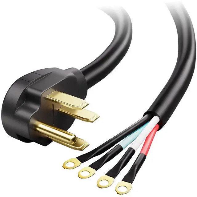 Main image of 4 Prong to 4 Wire Range Cord - 4ft, Heavy Duty 6/8 AWG, 50 Amp Cord, Compatible with Tesla Plug/EV Plug / J1772 Connector (NEMA 14-50P to 4-Wire)