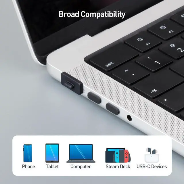 Alt view image 7 of 7 - Combo-Pack USB-C and USB Port Covers - 10x USBC & 10x USBA Covers in Black (USBA Dust Cover, USBC Caps/Protector Plug)