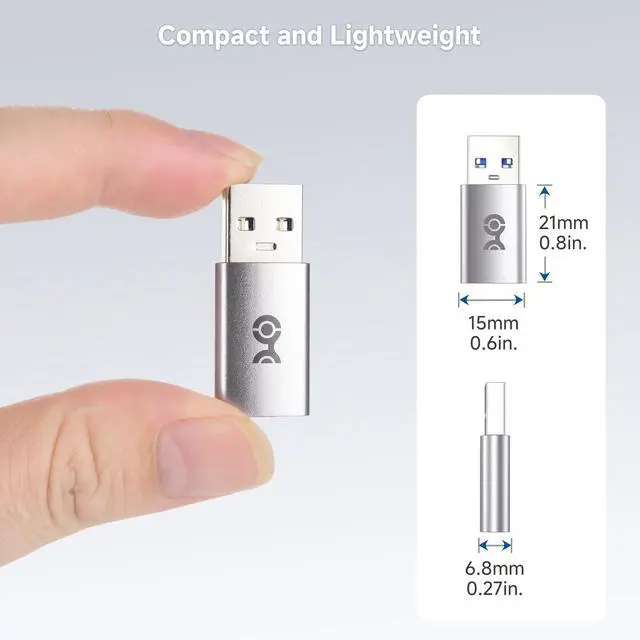 Alt view image 6 of 7 - 2-Pack 10Gbps USB to USB C Adapter for Fast Charging & High-Speed Data Transfer, Reversible USBC Port, USBA Male to USBC Female Adapter for iPhone 17/16, iPad Pro, Galaxy S23