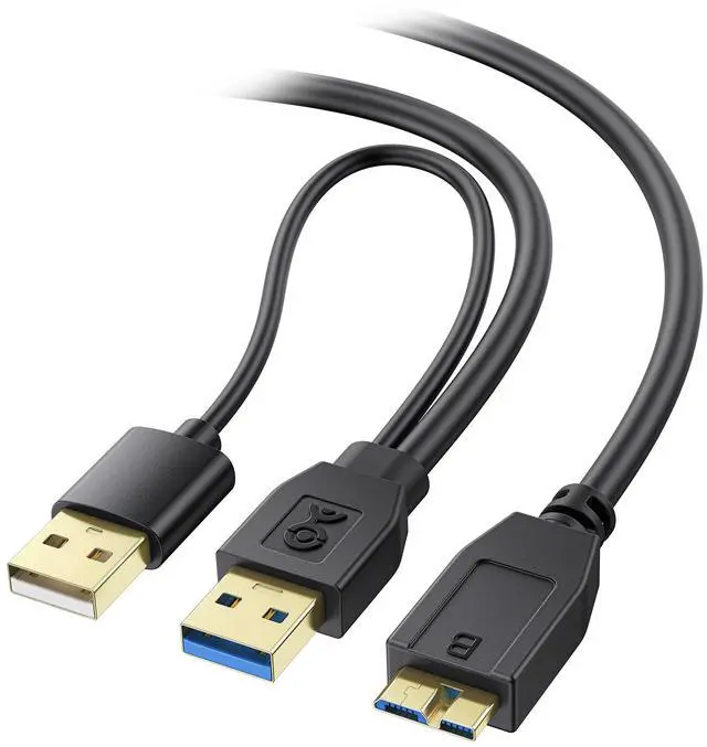 Main image of 5Gbps Micro USB 3.0 to USB Splitter Cable - 20 Inches, Micro-B 3.0 to Dual USBA for Data and Extra Power, MicroUSB 3.0 to USBA Y Cable