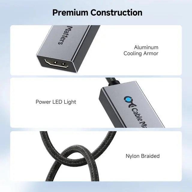 Alt view image 6 of 7 - 48Gbps Unidirectional USB C to HDMI 2.1 Adapter for macOS, Supports 8K@60Hz / 4K@240Hz HDR, Thunderbolt 5 to HDMI Adapter, No Firmware Update Needed
