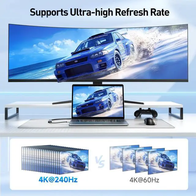 Alt view image 4 of 7 - 48Gbps Unidirectional USB C to HDMI 2.1 Adapter for macOS, Supports 8K@60Hz / 4K@240Hz HDR, Thunderbolt 5 to HDMI Adapter, No Firmware Update Needed