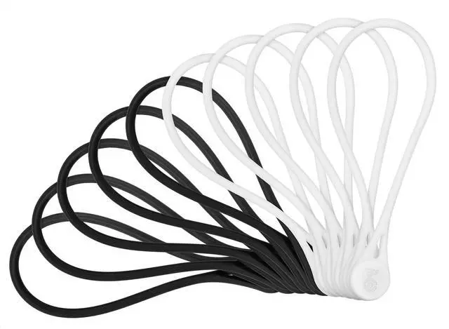 Main image of 10-Pack Ultra Strong Silicone Magnetic Cable Ties, Magnetic Cord Ties/ZipTies/Cord Organizer, Black and White
