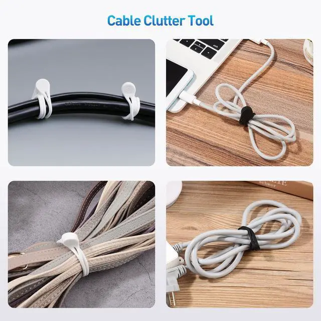 Alt view image 3 of 7 - 10-Pack Ultra Strong Silicone Magnetic Cable Ties, Magnetic Cord Ties/ZipTies/Cord Organizer, Black and White