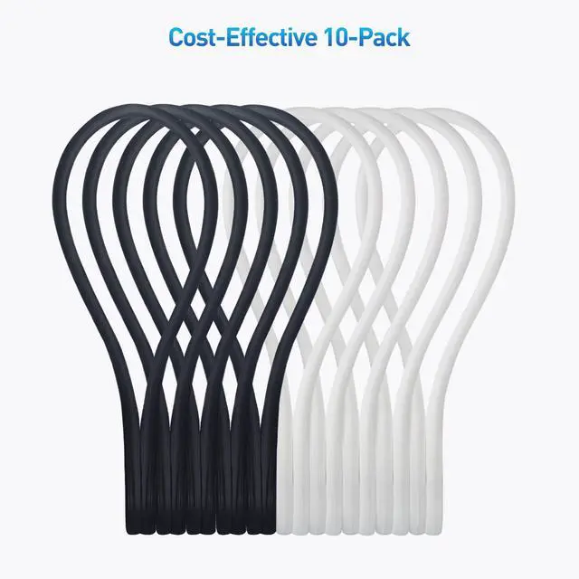 Alt view image 7 of 7 - 10-Pack Ultra Strong Silicone Magnetic Cable Ties, Magnetic Cord Ties/ZipTies/Cord Organizer, Black and White