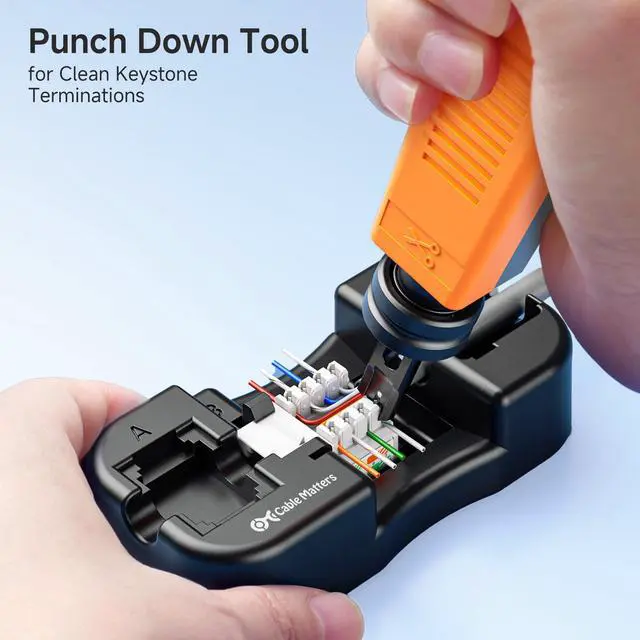 Alt view image 2 of 6 - Keystone Jack Punch Down Tool Stand - Stable Base for RJ45 & RJ11 Termination, Compatible with 90 & 180 Degree Jacks, Secure & Safe Punching with 110, Krone, or 66 Tools