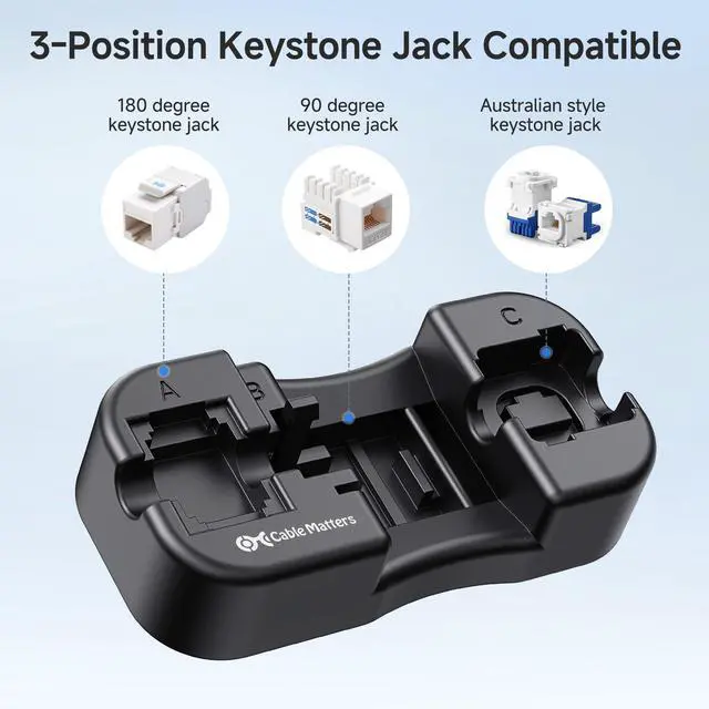 Alt view image 4 of 6 - Keystone Jack Punch Down Tool Stand - Stable Base for RJ45 & RJ11 Termination, Compatible with 90 & 180 Degree Jacks, Secure & Safe Punching with 110, Krone, or 66 Tools