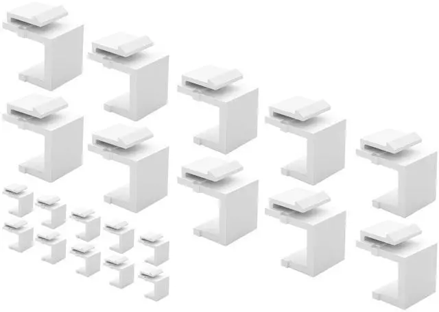 Main image of 20-Pack Blank Keystone Jack Inserts, Keystone Port Dust Covers, Filler Plug Inserts for Keystone Wall Plates & Patch Panels, White
