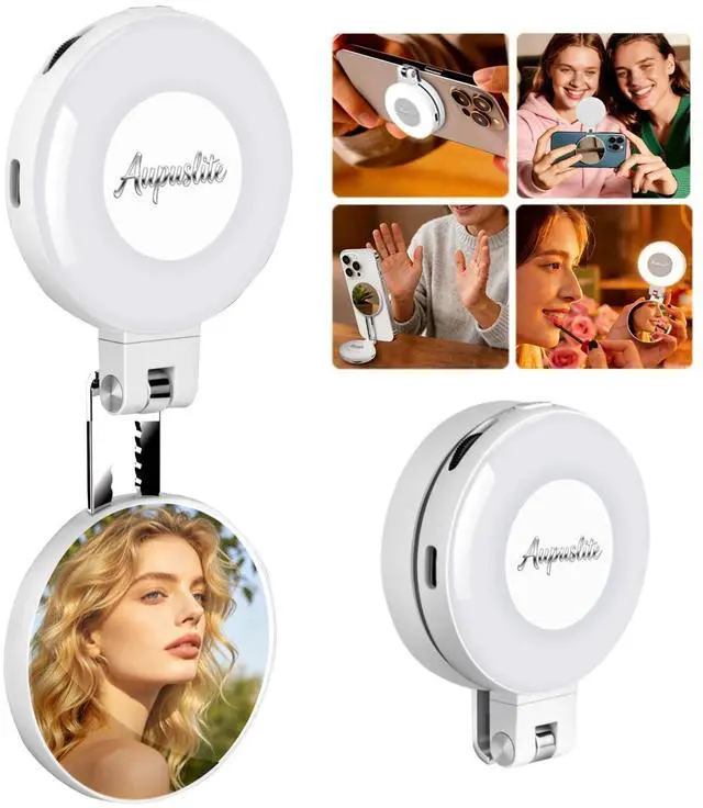 Main image of Selfie Light for iPhone with Makeup Mirror360° Rotation CRI 97+ Ring Light for Phone, Rechargeable Magnetic Selfie Light 2700K-9500K 300 Lumens for Phone iPhone Photography Video TikTok Zoom Makeup