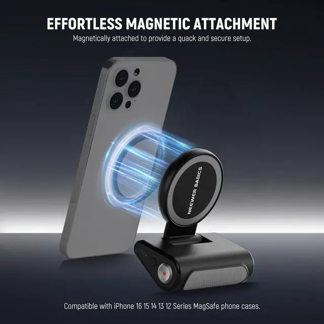 Alt view image 3 of 7 - Basics Magnetic Phone Camera Grip Handle with Shutter Remote Compatible with MagSafe iPhone ONLY, 18W Magnetic Charging, 5000mAh Rechargeable for Vlog Selfie Tripod Video Recording, WS-25001