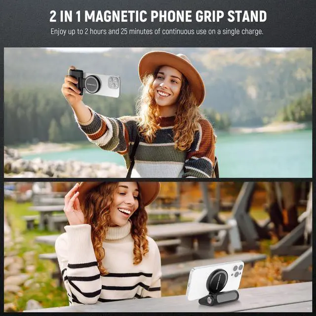 Alt view image 6 of 7 - Basics Magnetic Phone Camera Grip Handle with Shutter Remote Compatible with MagSafe iPhone ONLY, 18W Magnetic Charging, 5000mAh Rechargeable for Vlog Selfie Tripod Video Recording, WS-25001